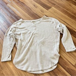 Beige Neutral Waffle Knit 3/4” Sleeve